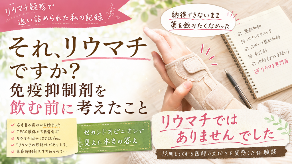 「リウマチ確定」じゃなかった話——免疫抑制剤を飲む前に、私は専門医へ行った